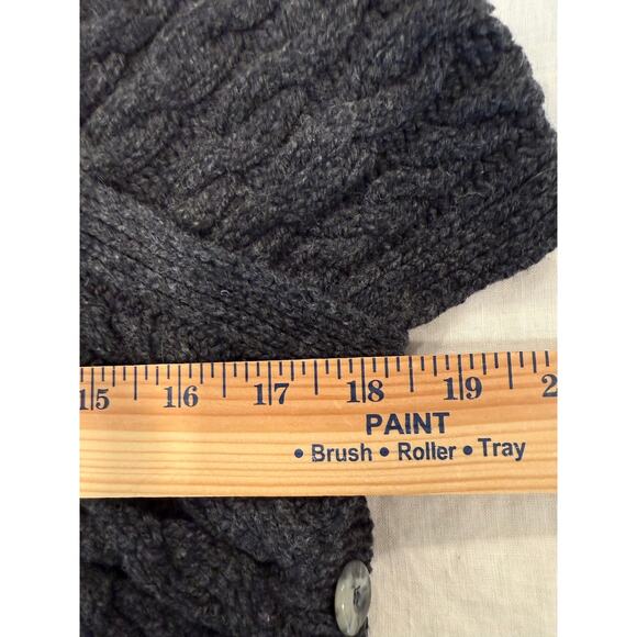 Fisherman Out of Ireland Crossover Wrap Charcoal Wool Cashmere Buttons Small - Picture 8 of 10